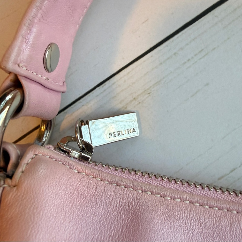 Perlina | Shimmery Pink Leather Shoulder Bag - Picture 7 of 16